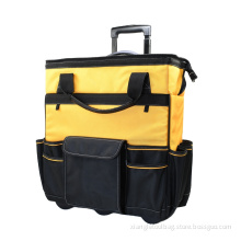 Rolling Tool Bag Yellow Black Large Capacity Trolley